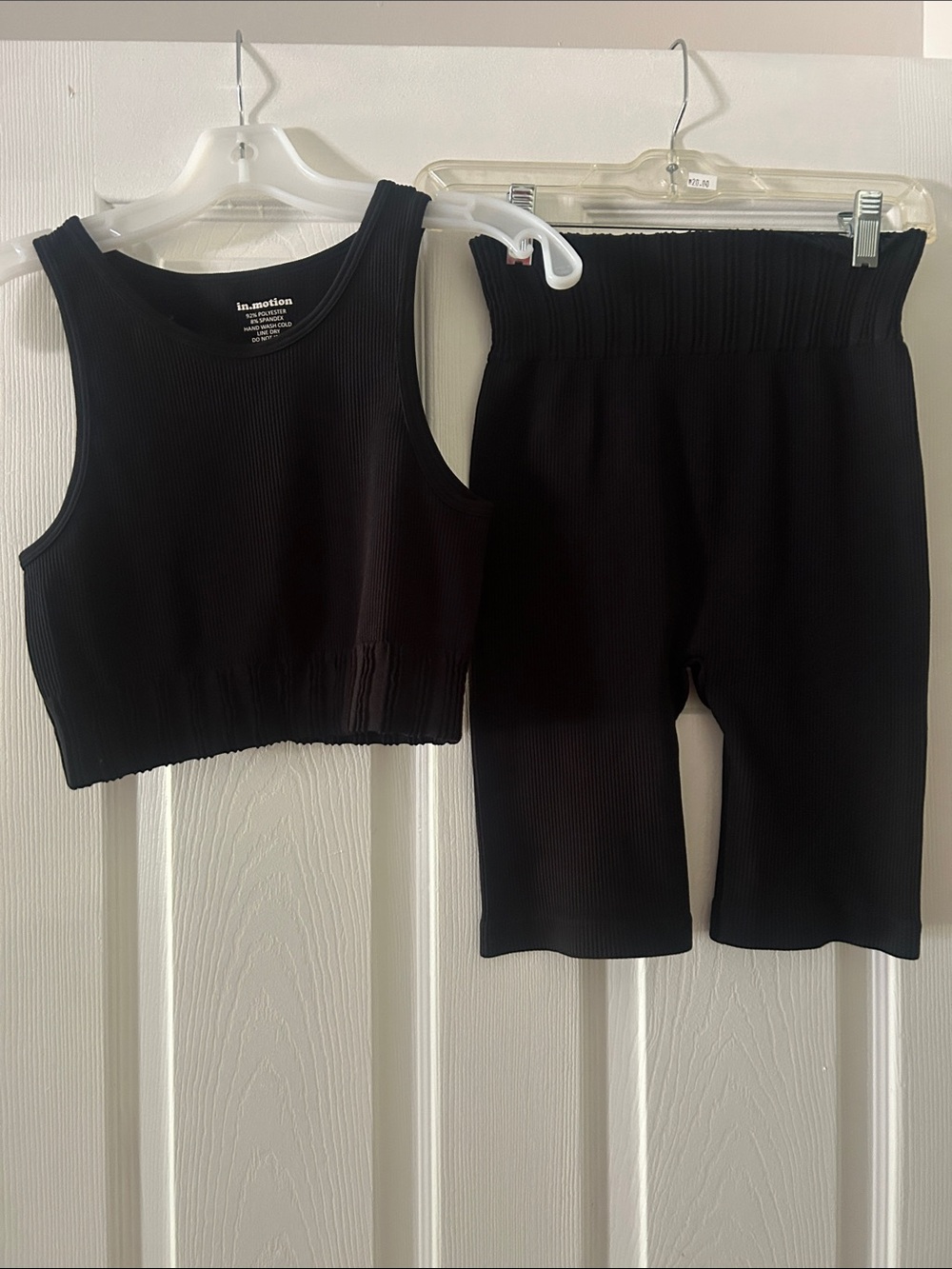 Black Ribbed Bike Shorts Set - Kids